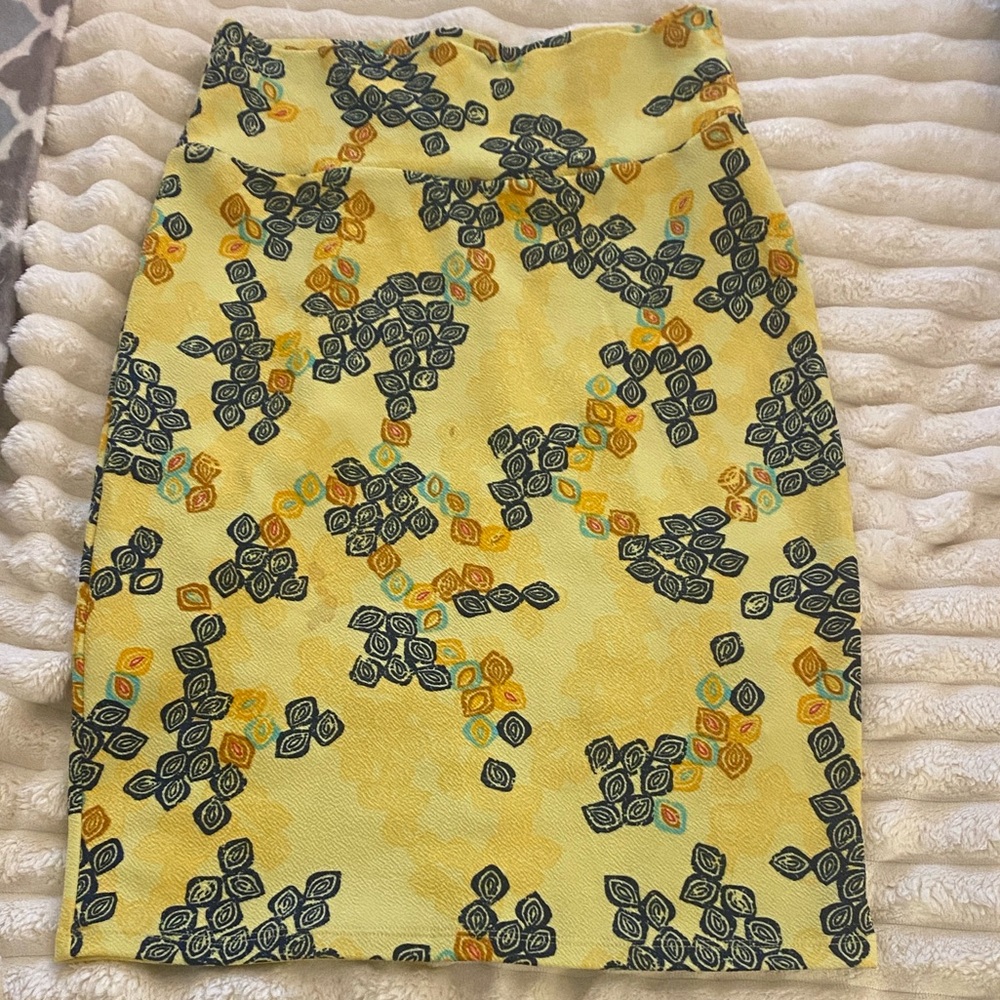 LuLaRoe Yellow and Blue Floral Pencil Skirt
